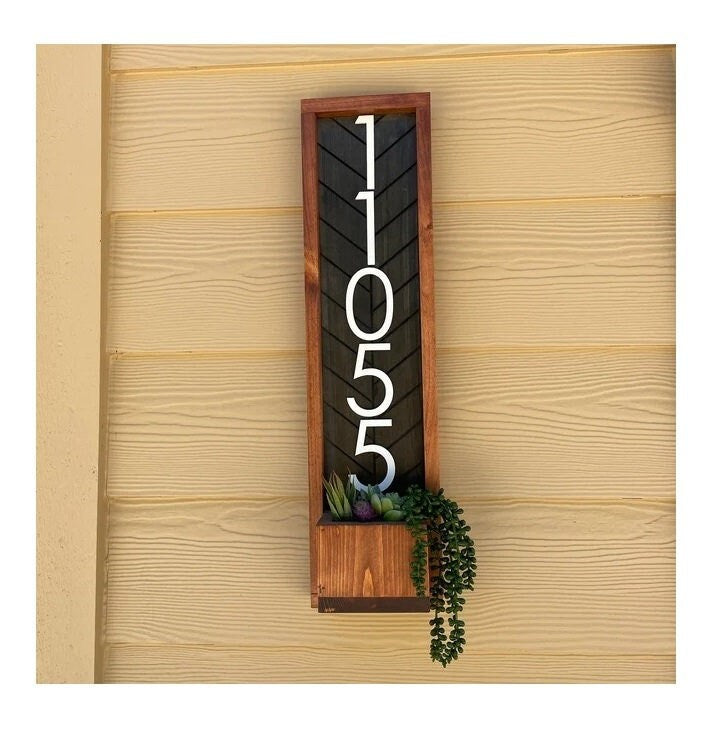 Fairview House Numbers, House Number Sign, House Warming Gift, Address Sign for House, Planter, Address Sign, Wall Planter, House Decor