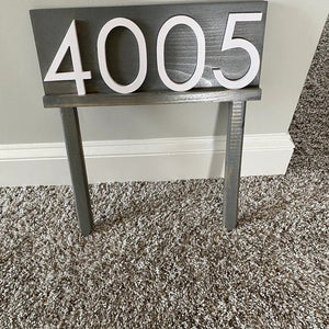 Benson Lawn Address Sign with Stakes, Yard Address Plaque for House Entryway, Large Personalized Address Numbers