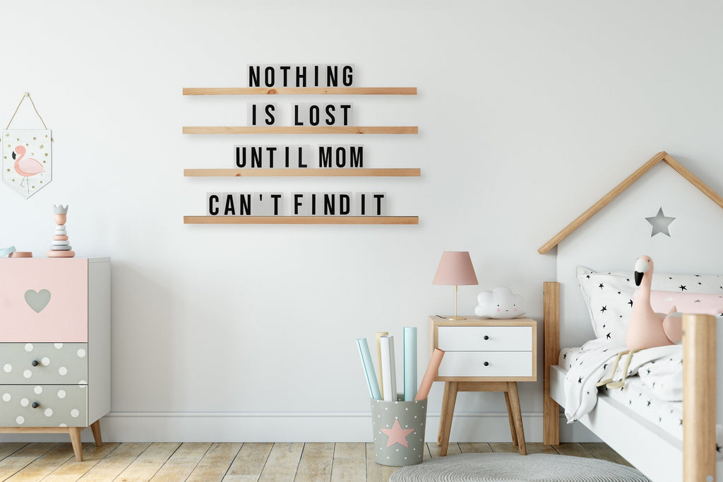 XL Letterboard Quote Board Kids Room or Playroom Sign - On Wall Letter Board for Interactive Decor - Wooden Quote Letters Wall Hanging Decor
