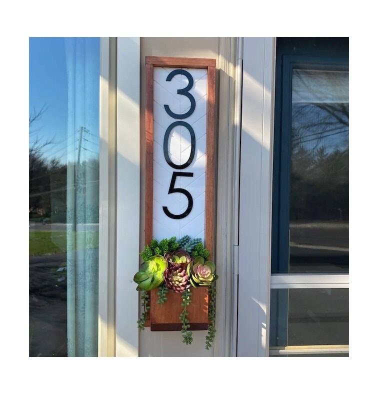 Fairveiw Reflective Vertical Address Sign Planter, House Number, House Number Sign, Address Sign, Plaque Numbers Sign, Housewarming Gift