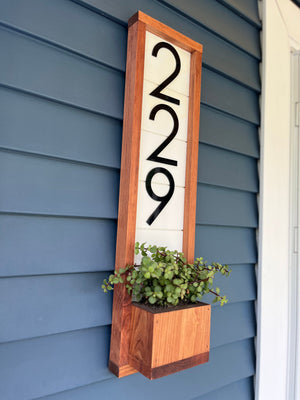 Vienna Shiplap Vertical Address Sign Planter, House Number, House Number Sign, Address Sign, Address Plaque Numbers Sign, Housewarming Gift