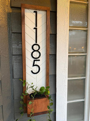 Fairview Vertical Address Sign Planter, House Number Sign and Personalized Address Plaque for a Unique Yard Sign, Custom House Number Sign