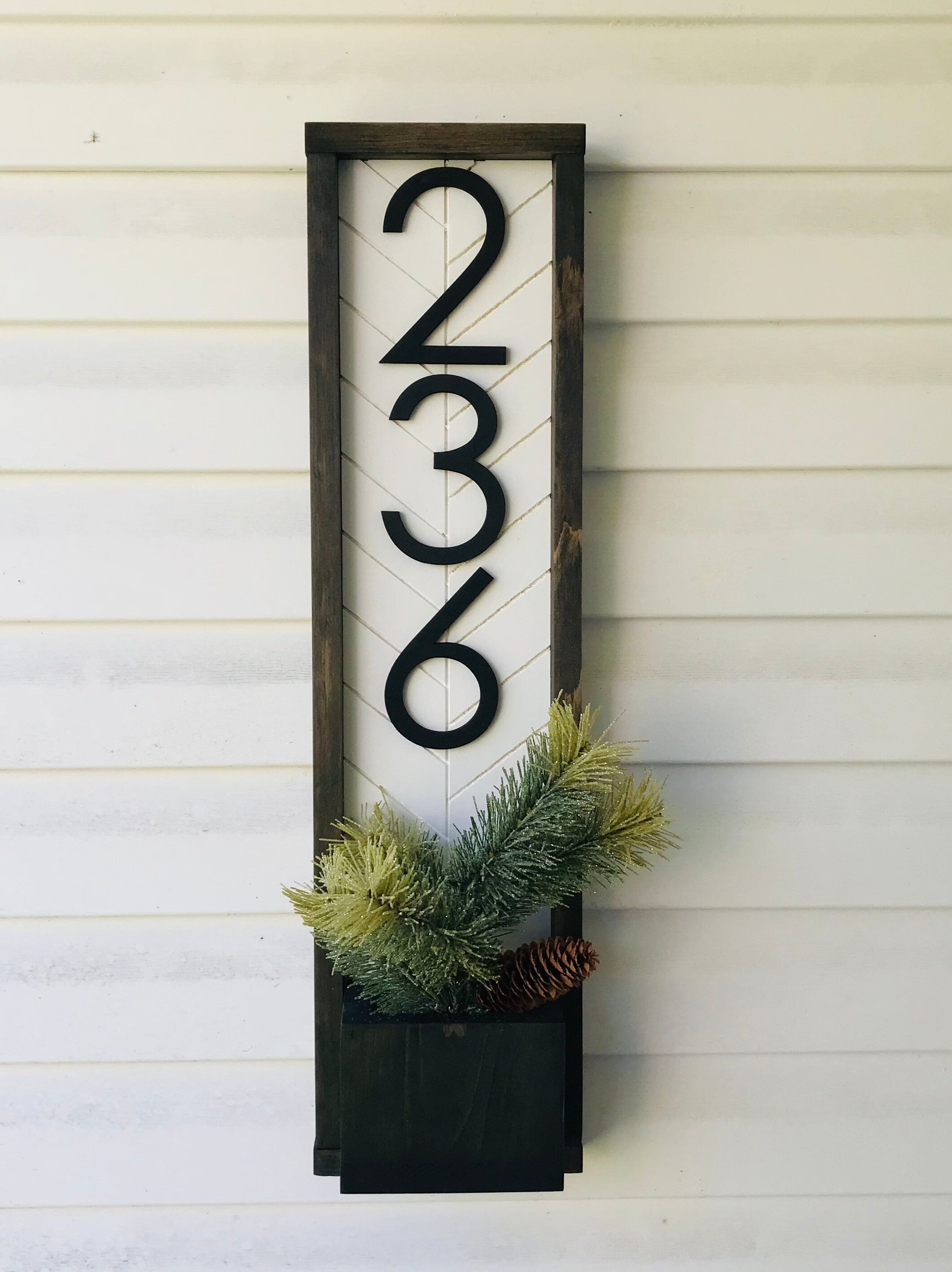 Fairview Vertical Address Sign Planter, House Number Sign and Personalized Address Plaque for a Unique Yard Sign, Custom House Number Sign