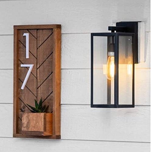 Cresswell Housewarming Present - Modern Plaque with Custom House Numbers for a Personalized Porch Sign - Rustic Hanging Address Sign