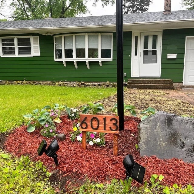 Benson address plaque with stakes, ground number sign, address numbers for lawn, address sign, house number plaque with stakes, house sign