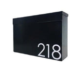 Mailbox, wall mount mailbox, modern mailbox, black mailbox, locking mailbox, custom mailbox, metal mailbox, steel mailbox, mailbox numbers