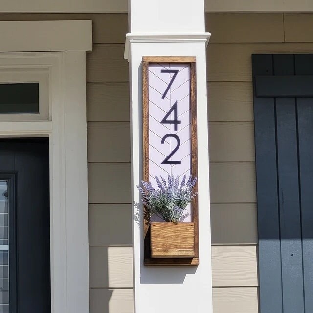 Fairview House Numbers, Rustic House Numbers Plaque sign - Personalized Wall Planter for Your Home Decor