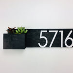 Teton Address Plaque with Planter, wood house number yard sign, Numbers Personalized House Numbers house number sign chevron horizontal
