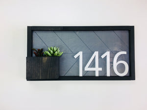 Weston Address Sign with Planter, Modern Address Plaque for Home, Personalized House Number Sign, Address Numbers for Outside, Housewarming