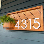 Weston Housewarming Idea: Address Sign with Planter - Contemporary Address Plaque for Modern Homes - Custom House Numbers
