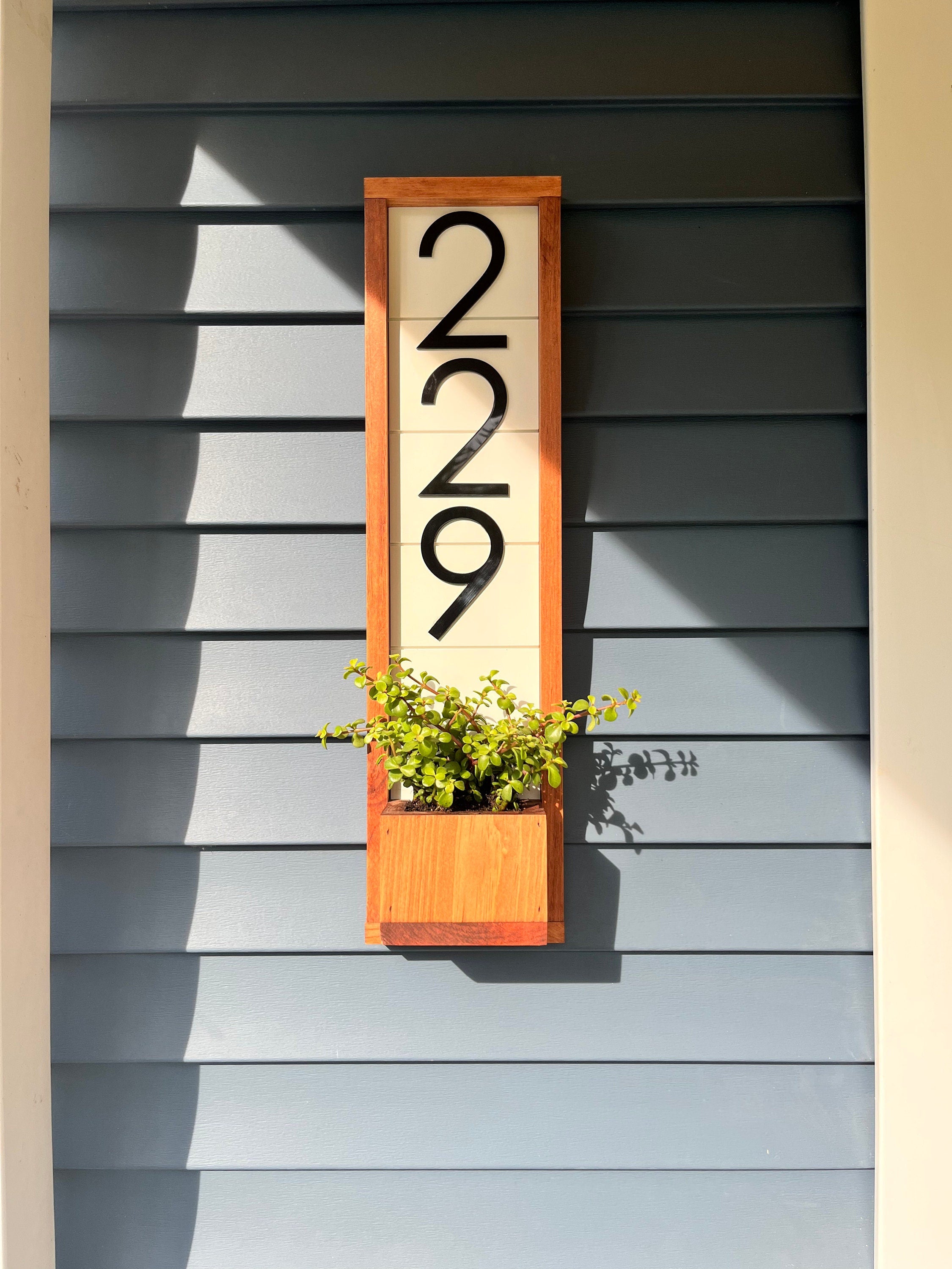 Vienna Shiplap Vertical Address Sign Planter, House Number, House Number Sign, Address Sign, Address Plaque Numbers Sign, Housewarming Gift