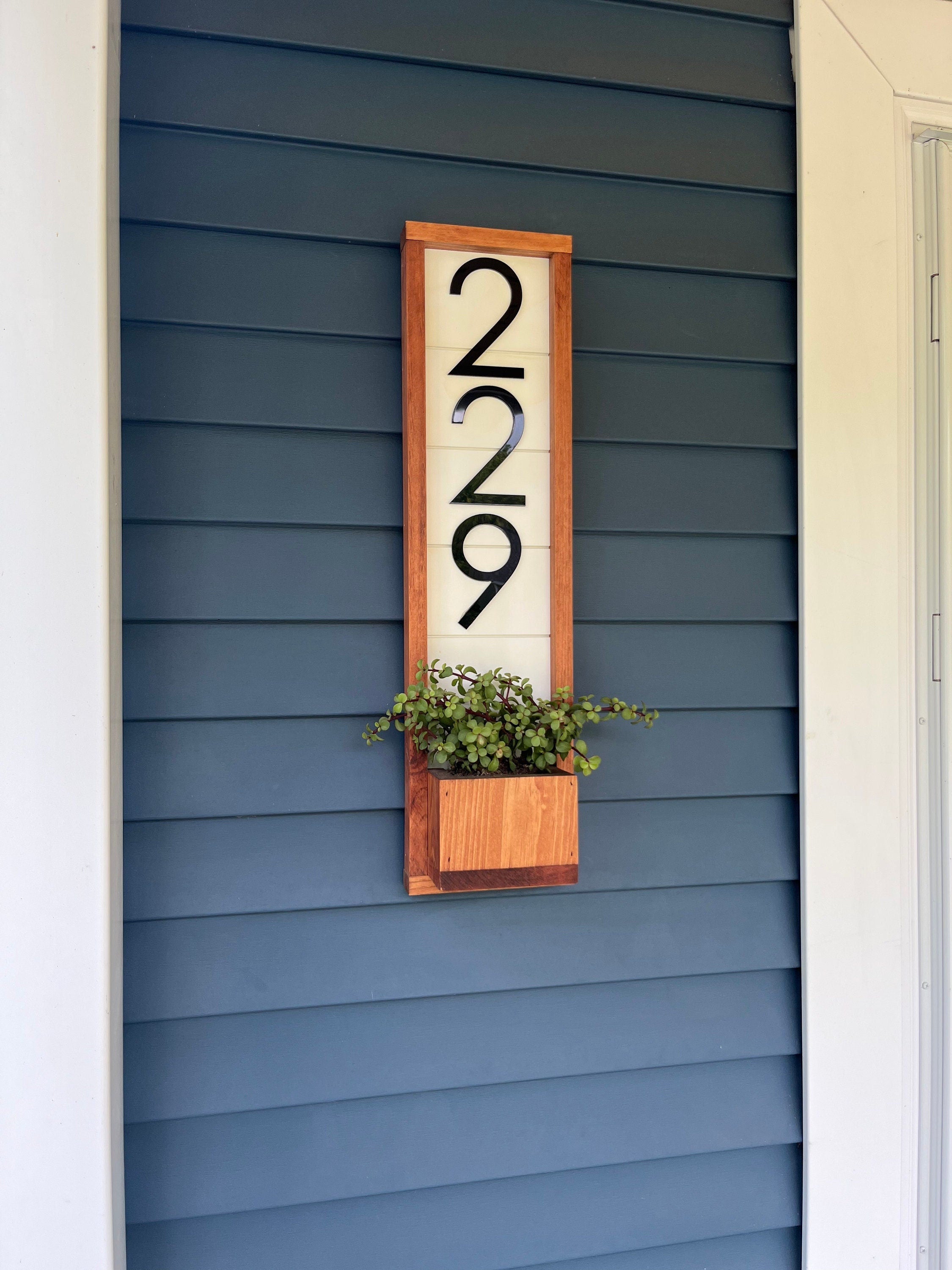 Vienna Shiplap Vertical Address Sign Planter, House Number, House Number Sign, Address Sign, Address Plaque Numbers Sign, Housewarming Gift