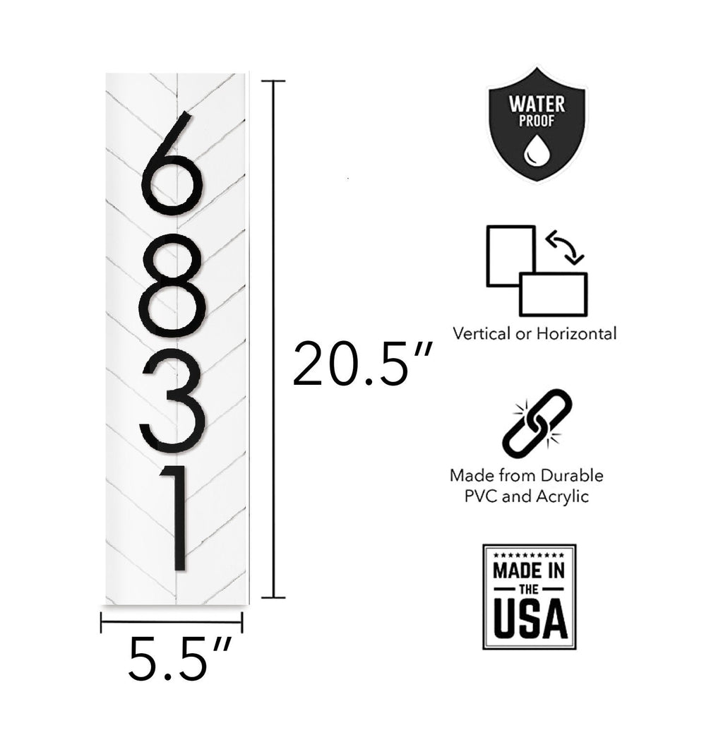 Chesapeake 100% UV & Weatherproof Vertical Address Sign, Address Plaque, Address Number Sign for Porch, Personalized PVC Address Sign Home