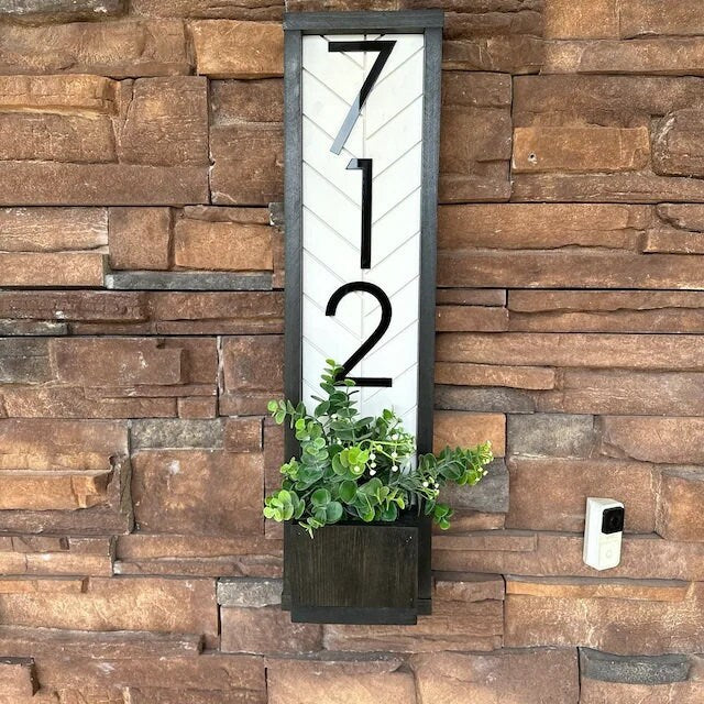 Fairview Vertical Address Sign Planter, House Number Sign and Personalized Address Plaque for a Unique Yard Sign, Custom House Number Sign