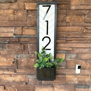 Fairview Vertical Address Sign Planter, House Number Sign and Personalized Address Plaque for a Unique Yard Sign, Custom House Number Sign