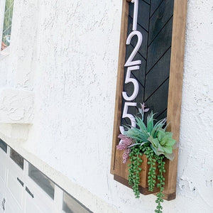 Cresswell Housewarming Present - Modern Plaque with Custom House Numbers for a Personalized Porch Sign - Rustic Hanging Address Sign