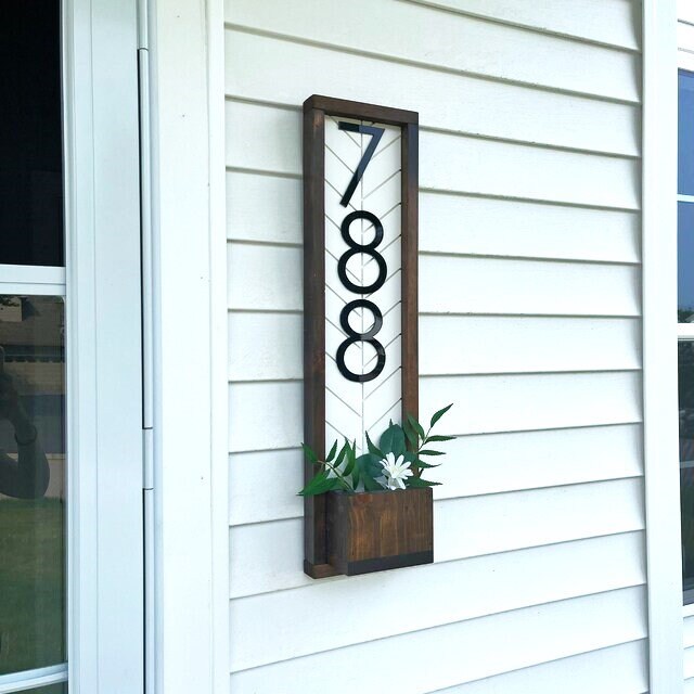 Fairview Vertical Address Sign Planter, House Number Sign and Personalized Address Plaque for a Unique Yard Sign, Custom House Number Sign