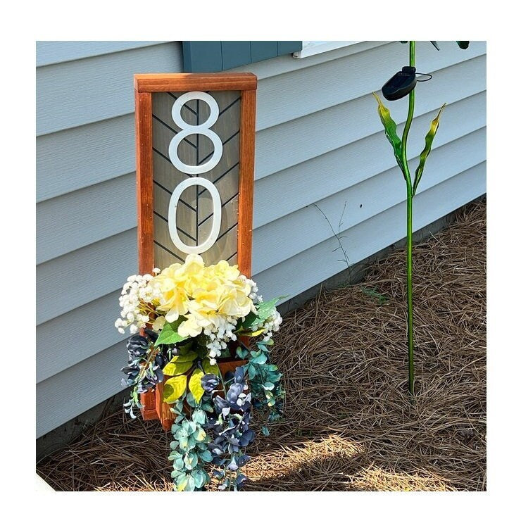 Providence Custom House Number Sign and Planter Stake, Fairview Design for a Beautiful Outdoor Display Personalized Address Plaque