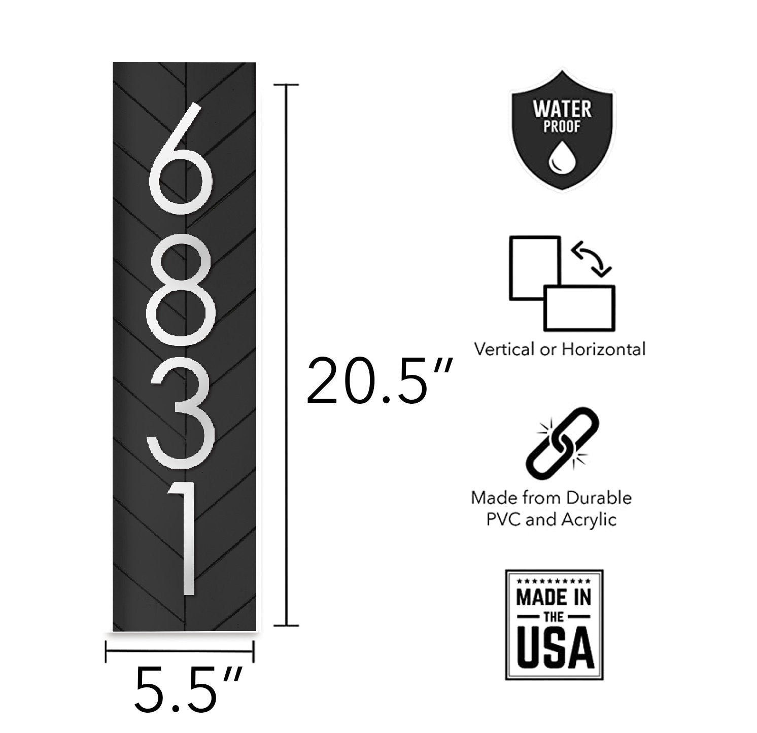 Chesapeake 100% uv & weatherproof vertical address sign, address plaque, address number sign for porch, personalized pvc address sign home