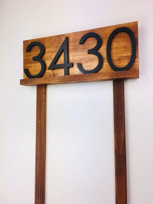 Benson lawn address sign with stakes, yard address plaque for house entryway, modern house numbers for outside, large personalized numbers