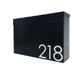 Mailbox, black rectangle locking mailbox for wall mounted, house address mailbox with newspaper slot, waterproof and rustproof, locking