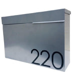 Mailbox, black rectangle locking mailbox for wall mounted, house address mailbox with newspaper slot, waterproof and rustproof, locking