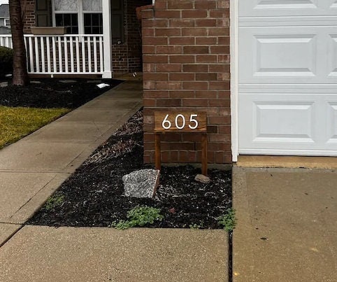 Benson Rustic Stake Outdoor Sign with Unique Design - Customizable Script Font Hanging Sign
