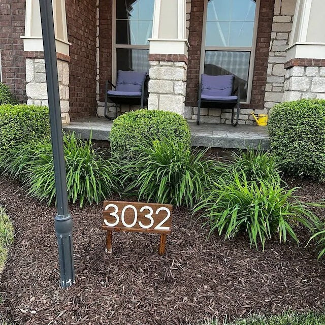 Benson Lawn Address Sign with Stakes, Yard Address Plaque for House Entryway, Large Personalized Address Numbers