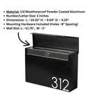 Custom Black Steel Mailbox with Locking Feature | Modern Wall Mount Design | Mailbox Numbers Customized