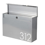 Mailbox, black rectangle locking mailbox for wall mounted, house address mailbox with newspaper slot, waterproof and rustproof, locking