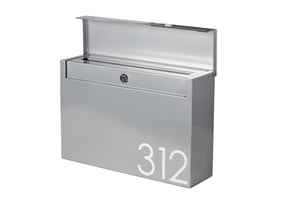 Mailbox, black rectangle locking mailbox for wall mounted, house address mailbox with newspaper slot, waterproof and rustproof, locking