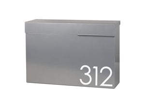 Mailbox, black rectangle locking mailbox for wall mounted, house address mailbox with newspaper slot, waterproof and rustproof, locking