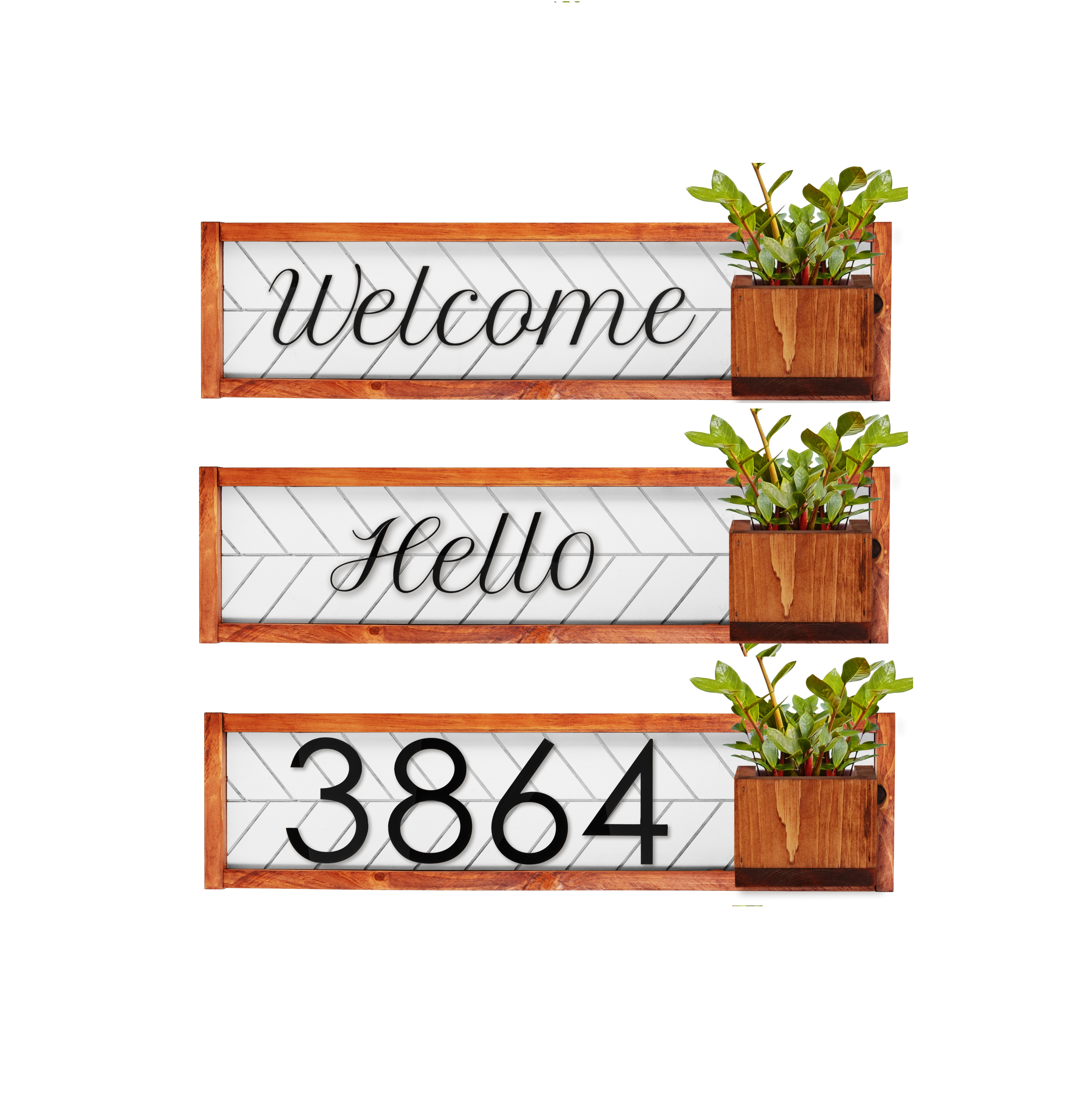 Penfeild Hoizontal Address Sign with Planter, Personalized Address Plaque  House Numbers Contemporary Address Numbers Housewarming Gift